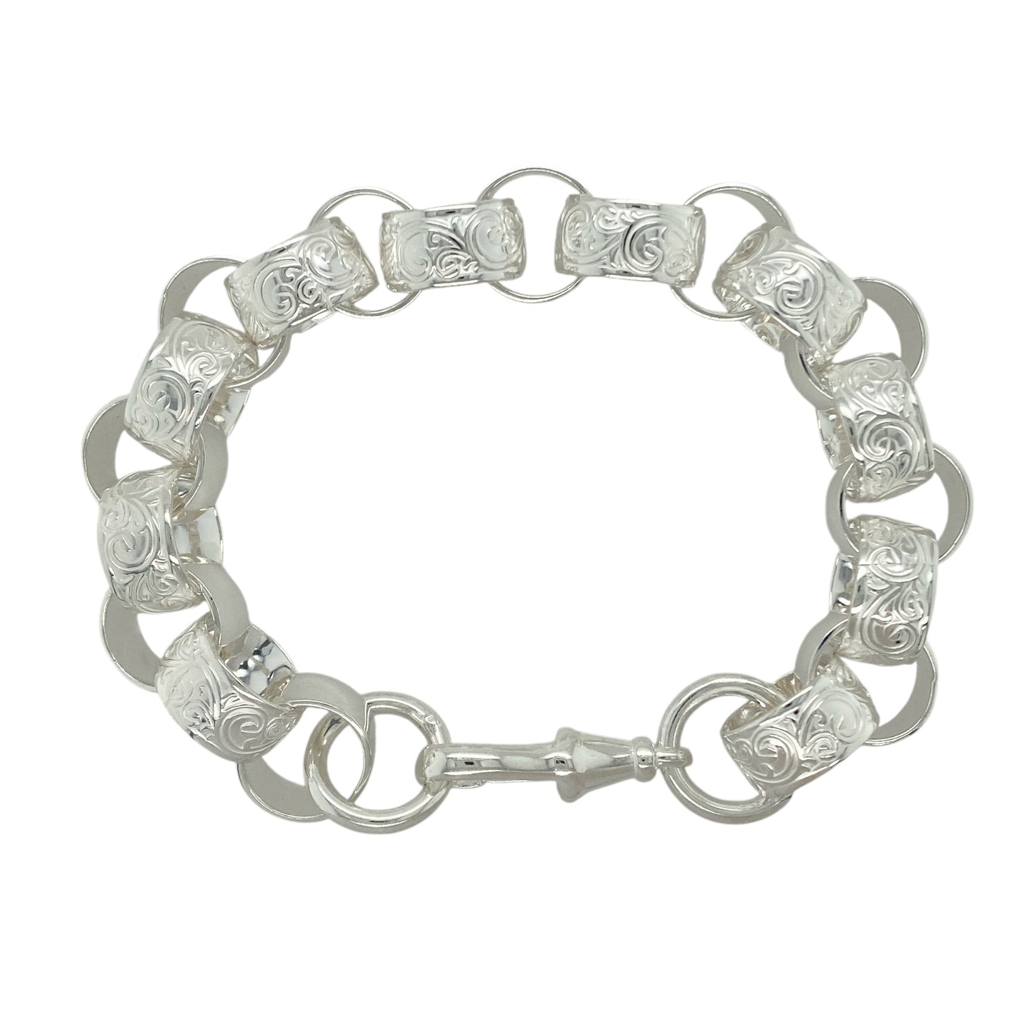 New 925 Silver 9.5" Patterned Belcher Bracelet