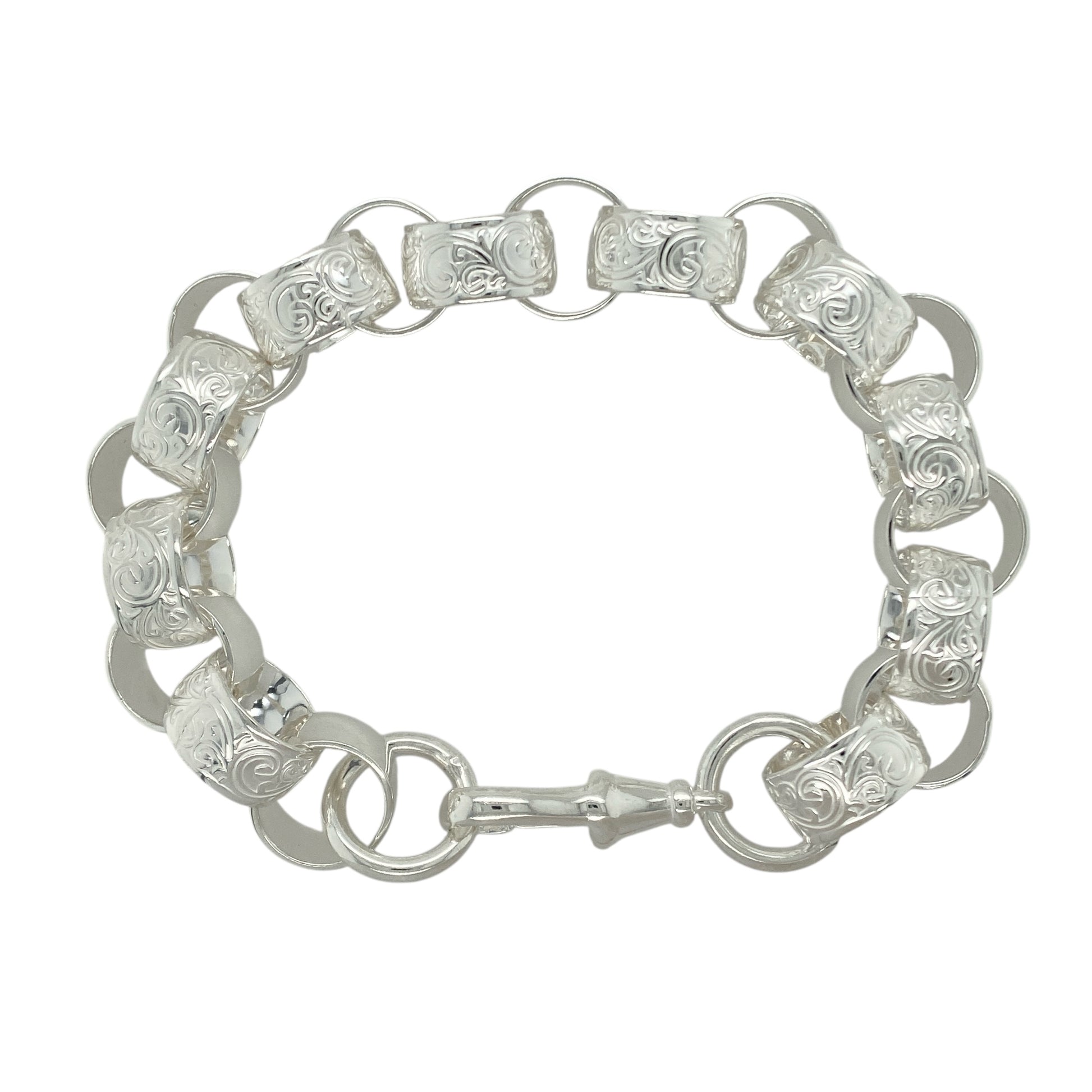 New 925 Silver 9.5" Patterned Belcher Bracelet