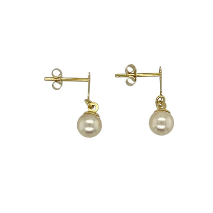 9ct Gold & Pearl Set Drop Stud Earrings