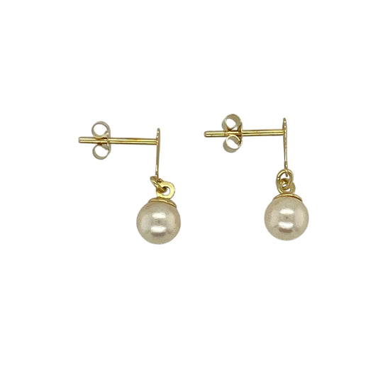 9ct Gold & Pearl Set Drop Stud Earrings