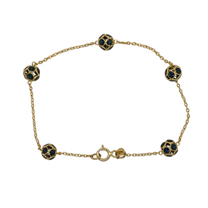 18ct Gold & Sapphire Set Ball 7.25" Bracelet