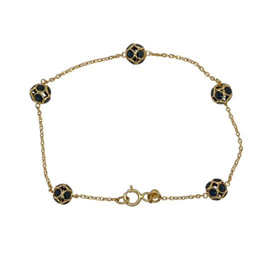 18ct Gold & Sapphire Set Ball 7.25" Bracelet