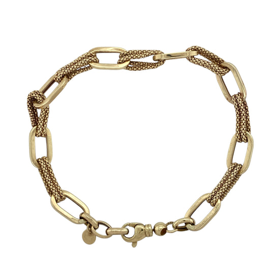 9ct Gold Textured Long Link 8" Bracelet