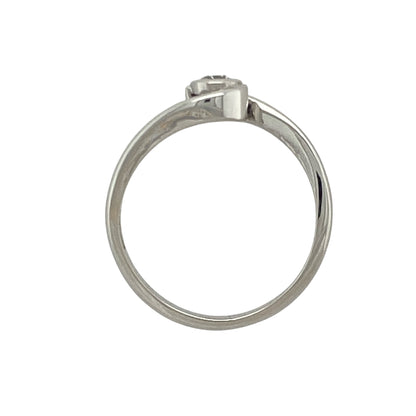 18ct White Gold & Diamond Set Twist Solitaire Ring