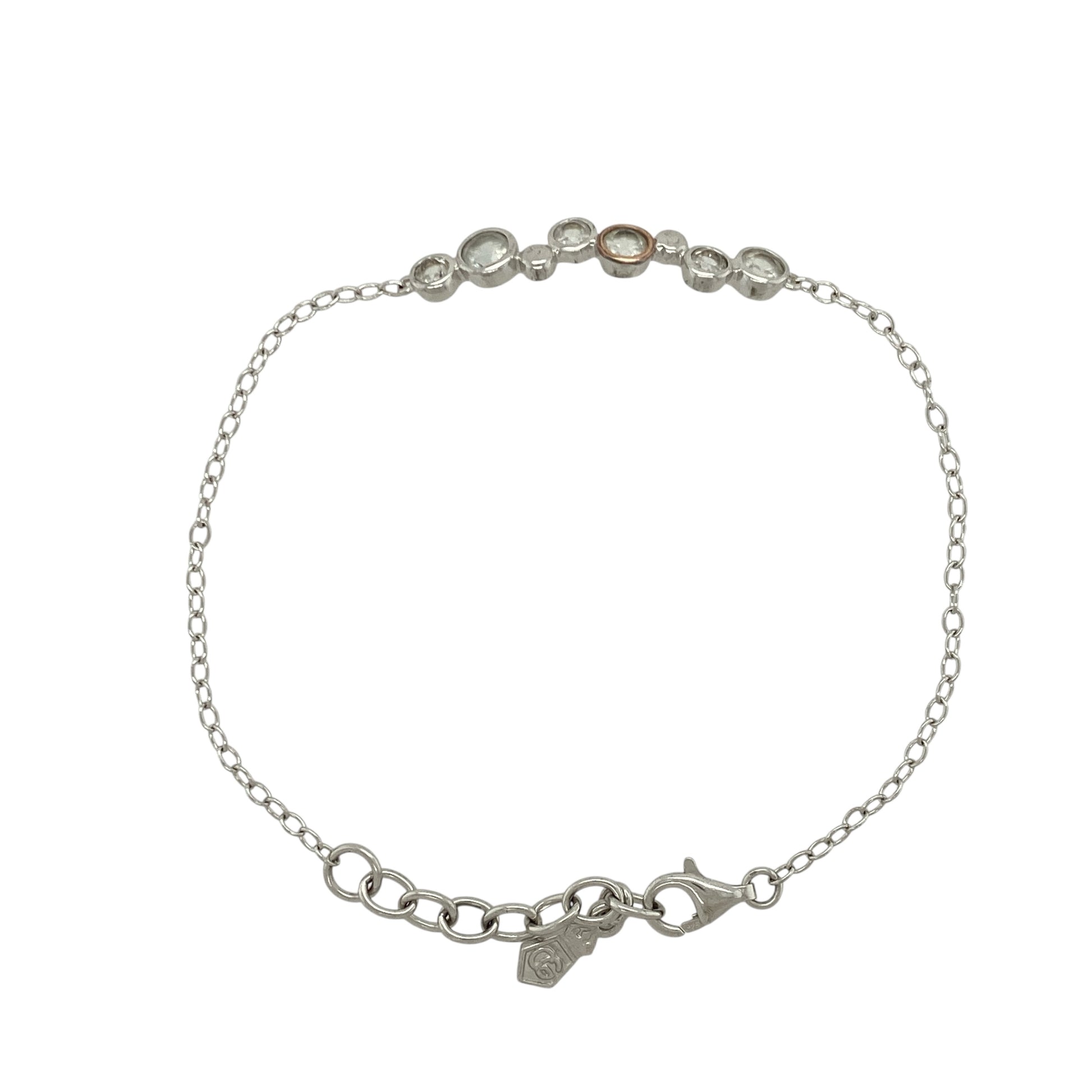 925 Silver & White Topaz Set Bubble Style 6.5" - 7.5" Bracelet