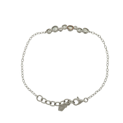 925 Silver & White Topaz Set Bubble Style 6.5" - 7.5" Bracelet