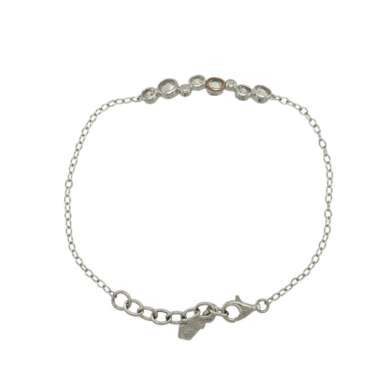 925 Silver & White Topaz Set Bubble Style 6.5" - 7.5" Bracelet