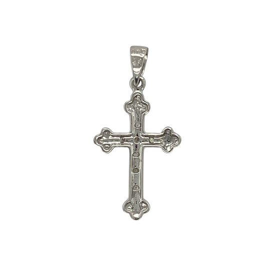 Bring radiant sparkle and meaningful style to your collection with this pre-owned 9ct white gold diamond set cross pendant—a classic symbol of faith and elegance.

Design: The pendant features a traditional cross shape adorned with shimmering diamonds that catch the light beautifully, creating a refined and graceful look.
Material: Made from 9-carat white gold, the polished finish enhances the brilliance of the diamonds and adds a sleek, modern touch.