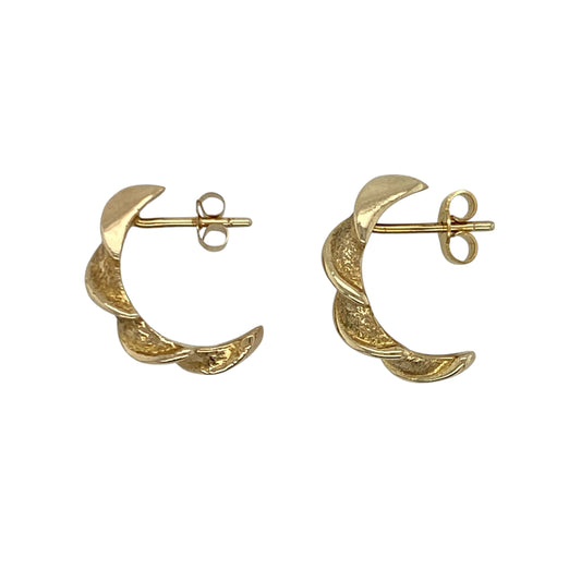 9ct Gold Twisted Half Hoop Stud Earrings