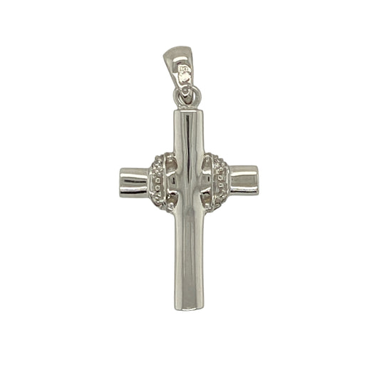 Bring contemporary elegance and radiant sparkle to your collection with this pre-owned 9ct white gold diamond set wrap-around cross pendant—a modern take on a timeless symbol of faith and style.

Design: The pendant features a beautifully curved wrap-around cross design adorned with sparkling diamonds, creating a graceful flow and eye-catching brilliance.
Material: Made from 9-carat white gold, the polished finish enhances the diamond sparkle and gives the piece a sleek, refined appearance.