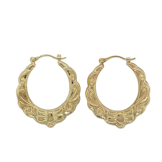 9ct Gold Patterned Creoles