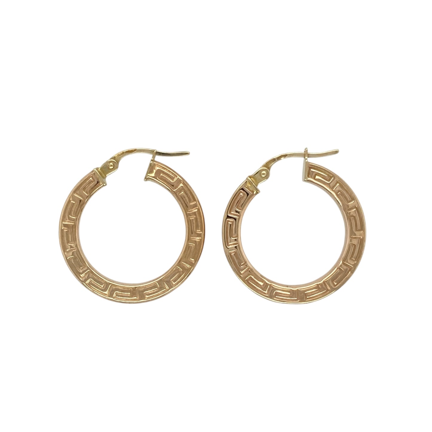 9ct Gold Greek Key Patterned Creoles