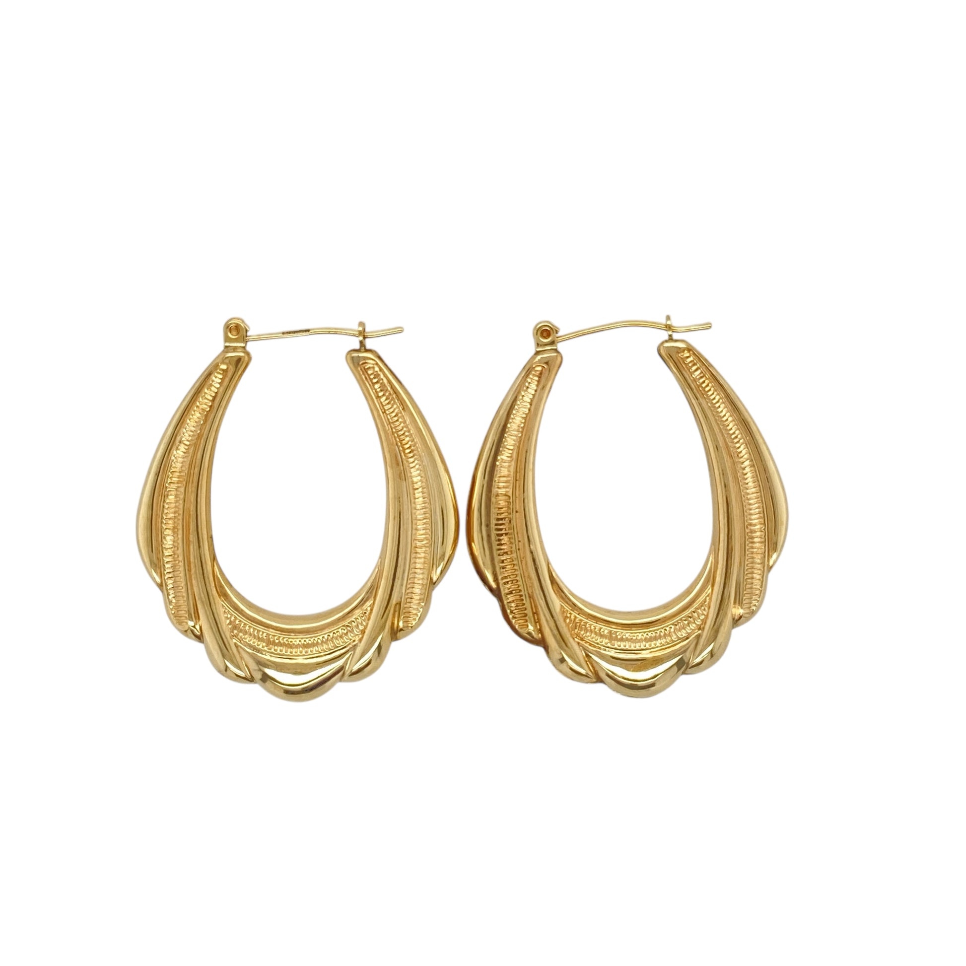 9ct Gold Patterned Oval Creoles