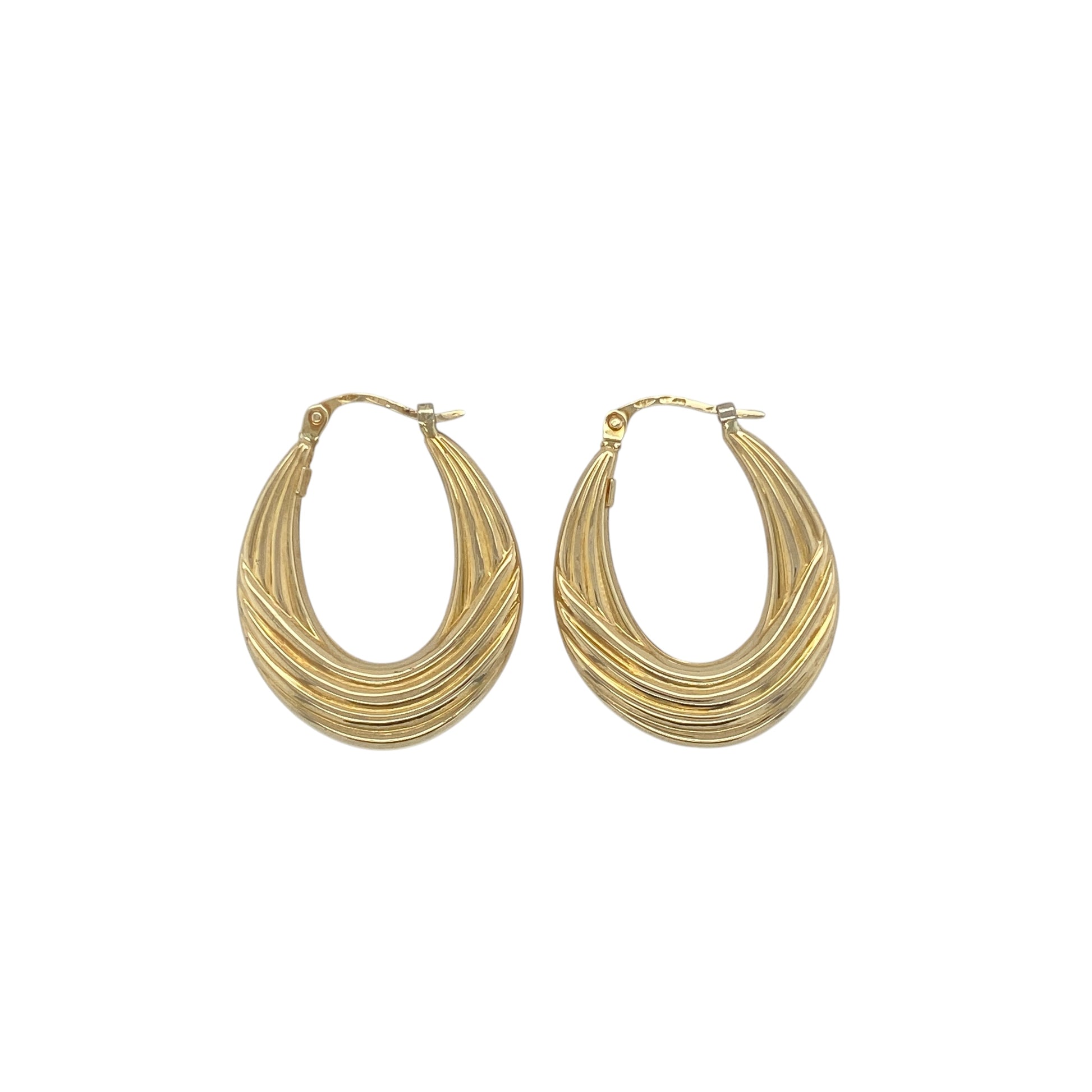 9ct Gold Patterned Creole Earrings