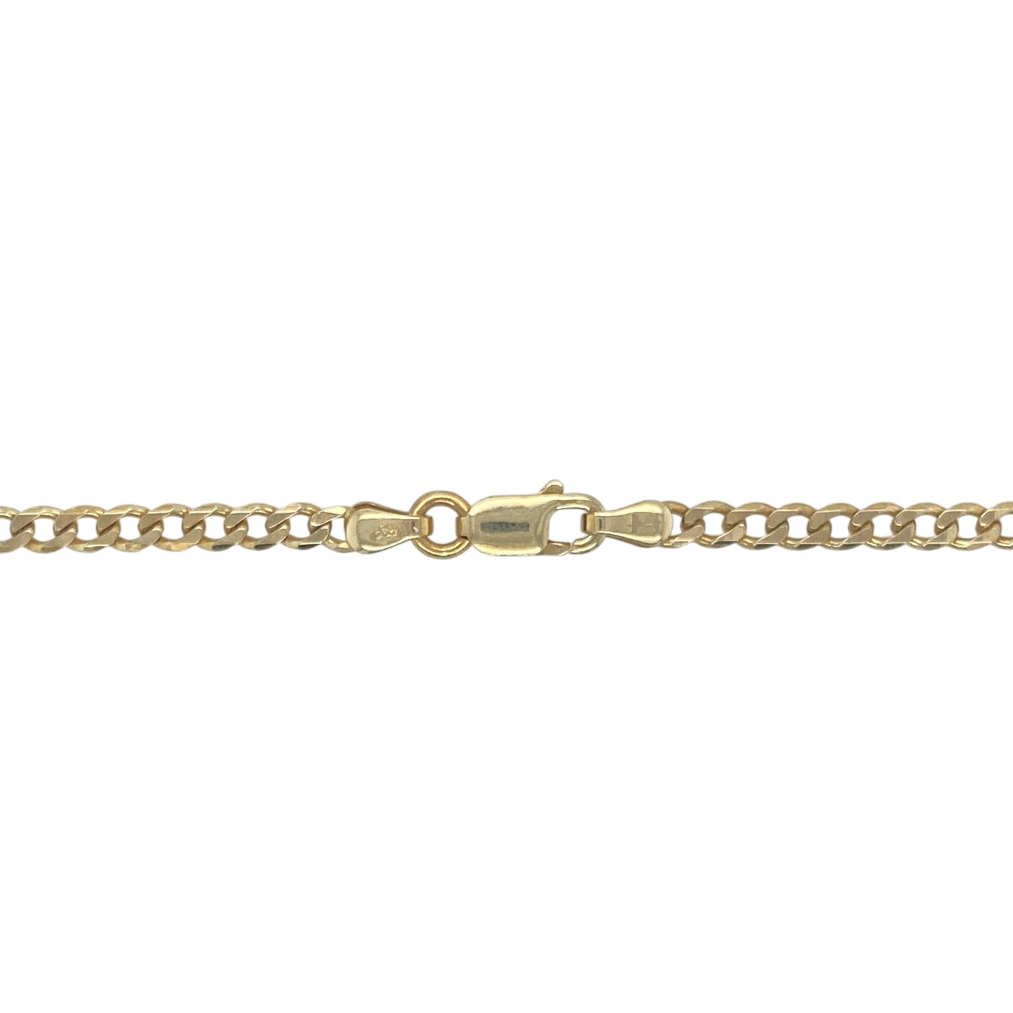
Add classic style and lasting elegance to your collection with this pre-owned 9ct yellow gold curb chain, offering a bold yet timeless look—perfect for everyday wear or layering with your favourite pieces.

Design: The chain features traditional flat curb links measuring 4mm wide, creating a smooth, polished profile that lies comfortably against the neckline.
