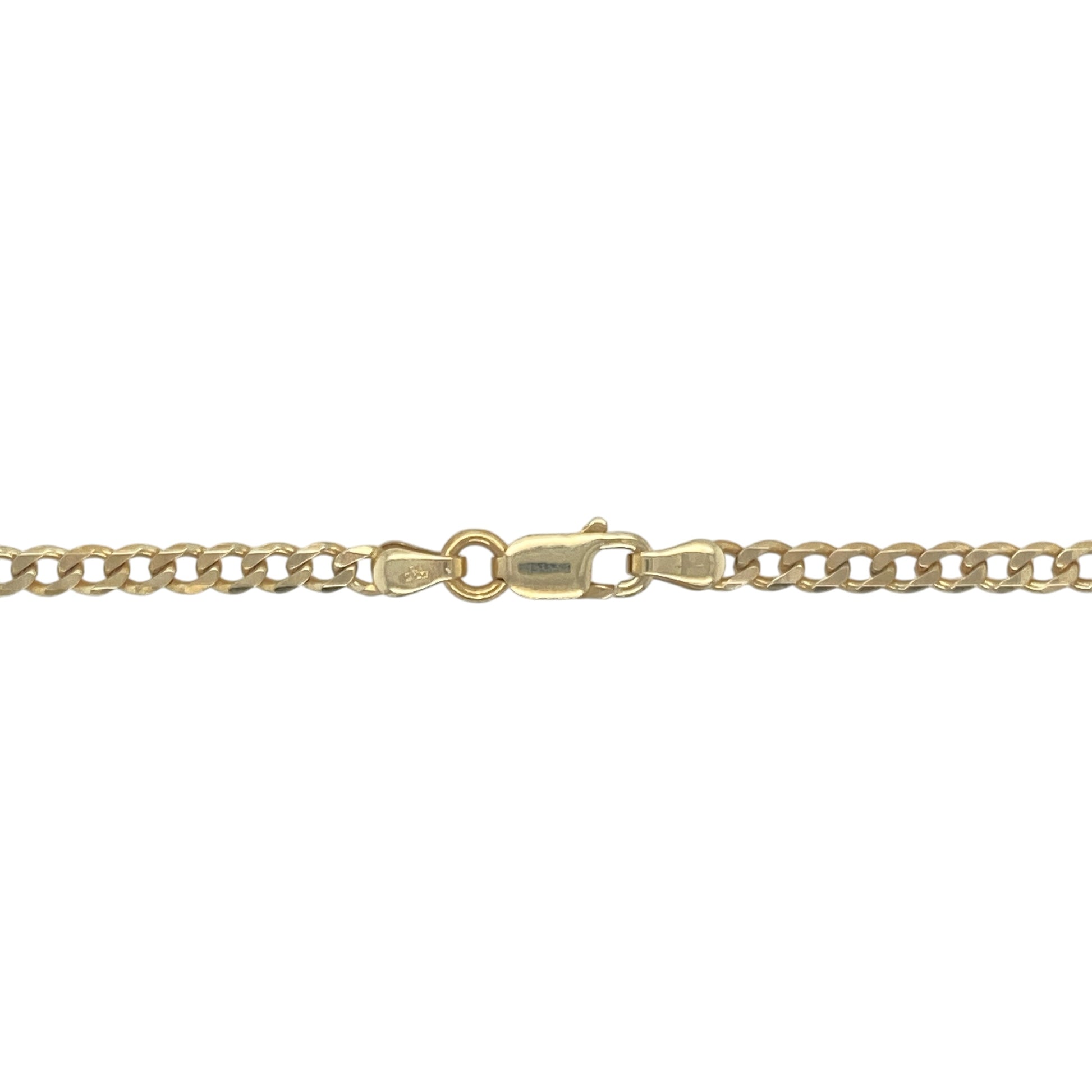 
Add classic style and lasting elegance to your collection with this pre-owned 9ct yellow gold curb chain, offering a bold yet timeless look—perfect for everyday wear or layering with your favourite pieces.

Design: The chain features traditional flat curb links measuring 4mm wide, creating a smooth, polished profile that lies comfortably against the neckline.