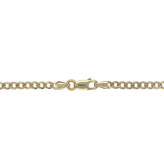 
Add classic style and lasting elegance to your collection with this pre-owned 9ct yellow gold curb chain, offering a bold yet timeless look—perfect for everyday wear or layering with your favourite pieces.

Design: The chain features traditional flat curb links measuring 4mm wide, creating a smooth, polished profile that lies comfortably against the neckline.