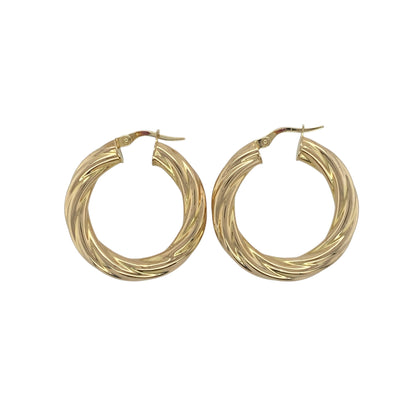 9ct Gold Twisted Hoop Creole Earrings