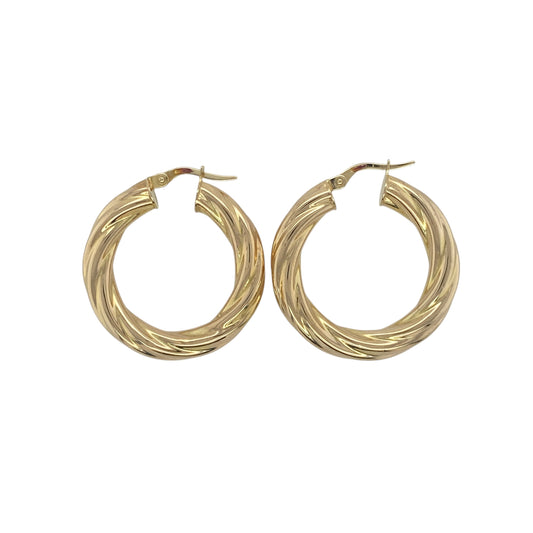 9ct Gold Twisted Hoop Creole Earrings