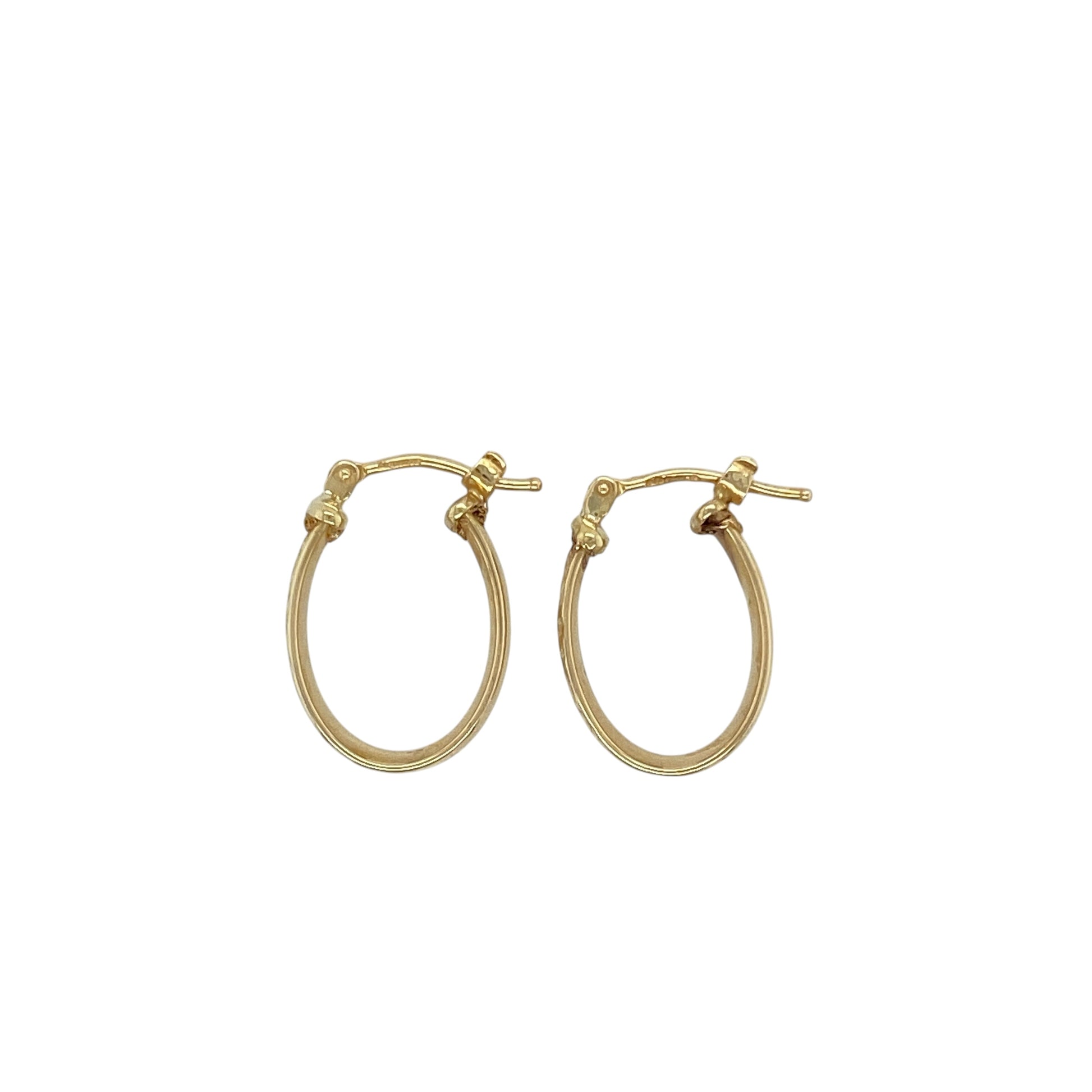 9ct Gold Patterned Oval Creole Earrings