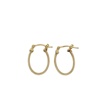 9ct Gold Patterned Oval Creole Earrings