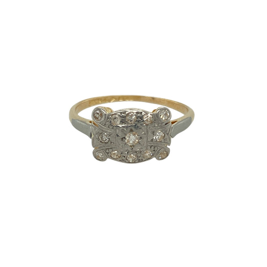 18ct Gold & Platinum Diamond Set Art Deco Style Ring