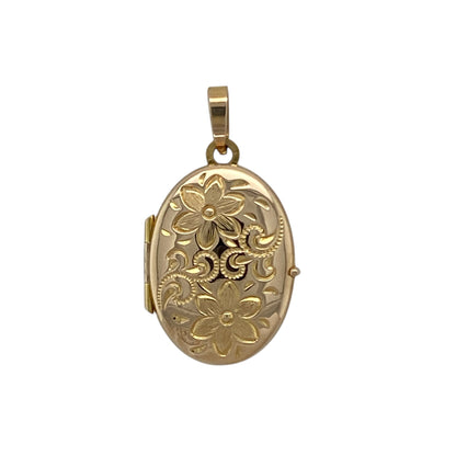 9ct Gold Oval Flower Locket
