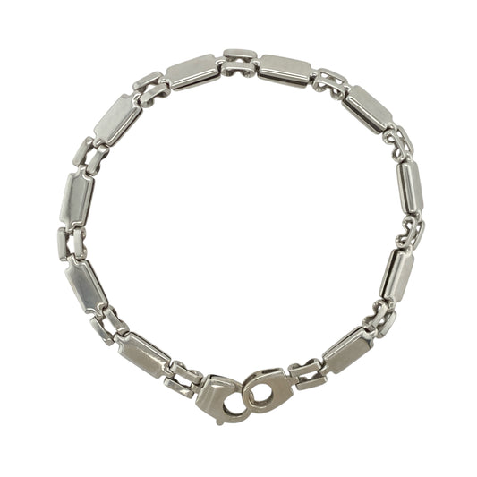9ct White Gold 7.5" Bar Link Bracelet