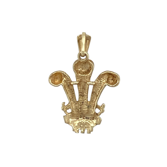 Bring meaningful heritage and warm golden shine to your collection with this pre-owned 9ct yellow gold Welsh Three Feathers pendant—an elegant piece offering symbolic pride and timeless style.

Design: This pendant features the traditional Welsh Three Feathers emblem, showcasing fine detailing that highlights its cultural significance and classic appeal.
Material: Made from 9-carat yellow gold, the polished finish enhances its radiant tone and refined appearance.