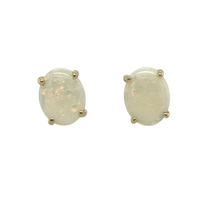 Bring soft shimmer and classic elegance to your accessory collection with these pre-owned 14ct yellow gold opalique oval stud earrings — a graceful pair with timeless appeal.

Design: Each earring features a 9mm by 7mm opalique stone, offering gentle iridescence and a smooth oval shape for a refined, luminous look.
Material: Made from 14ct yellow gold, the polished finish enhances the warm tone of the metal and beautifully complements the soft glow of the opalique stones.
