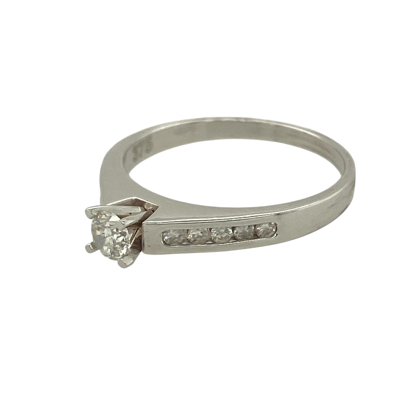 Bring elegant sparkle and modern sophistication to your jewellery collection with this new 9ct white gold diamond solitaire ring — a refined design enhanced with shoulder-set diamonds for added brilliance.

Design: The ring features an approximately 0.35ct brilliant-cut central diamond, complemented by diamond-set shoulders that add extra shimmer and a sleek, balanced finish.