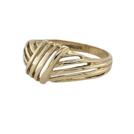 Bring elegant movement and classic golden style to your collection with this pre-owned 9ct yellow gold swirl ring—an eye-catching piece with a graceful, sculpted look.

Design: This stylish ring features a flowing swirl motif at the front, measuring 10mm high. The smooth curves create a sense of movement and light, giving the piece a refined yet contemporary feel.
Material: Made from 9-carat yellow gold, the warm tone enhances the polished design and adds a timeless, luxurious finish.