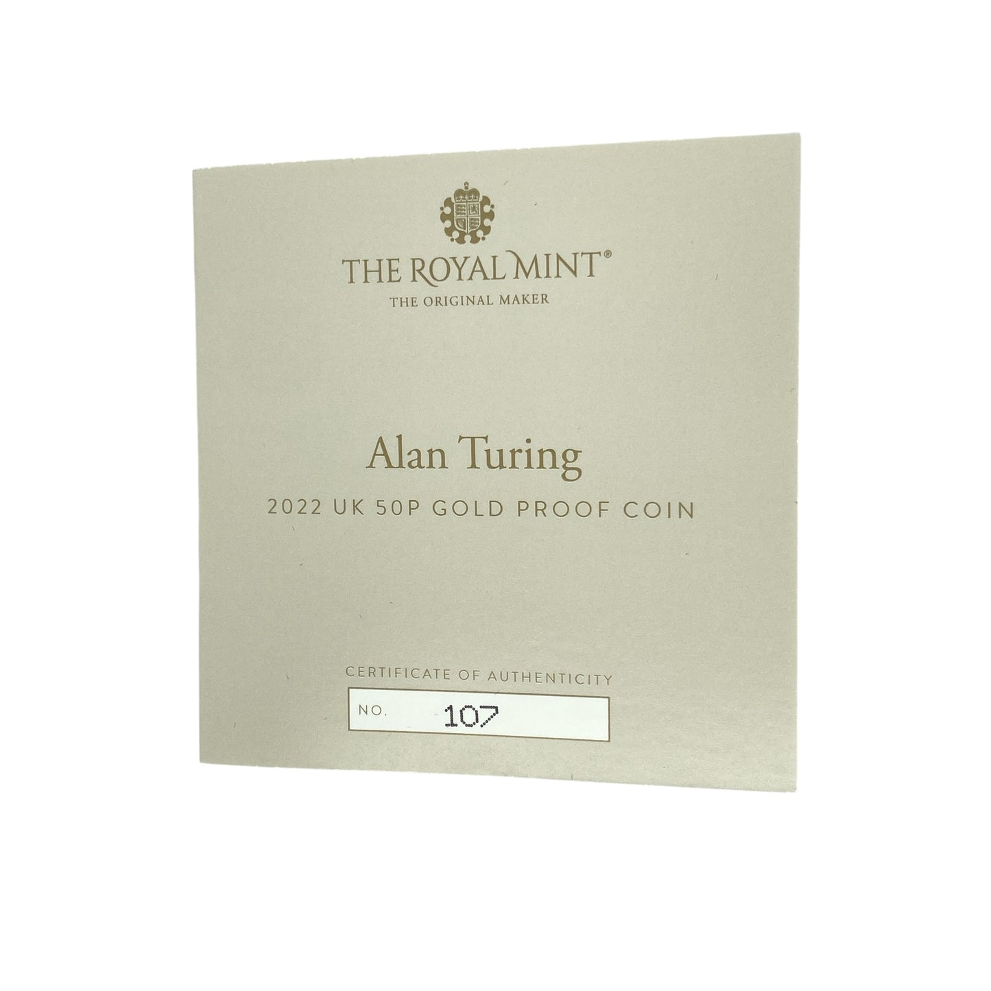 2022 Innovation of Science Alan Turning UK 22ct Gold 50p Gold Proof Coin