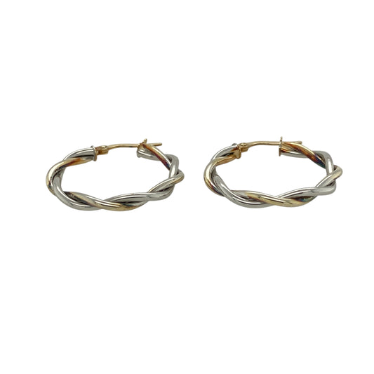 Bring modern elegance and refined simplicity to your collection with these pre-owned 9ct white gold twisted hoop creole earrings—stylish pieces with a clean, contemporary look.

Design: These hoops feature a subtle twisted creole design, adding gentle texture and visual interest while maintaining a sleek, classic silhouette. Their polished finish enhances the twist, creating a bright and sophisticated shine.