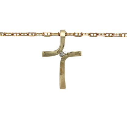 Bring meaningful symbolism and refined sparkle to your collection with this pre-owned 9ct yellow gold diamond set cross pendant necklace—a timeless piece with classic elegance.

Design: The cross pendant measures approximately 2.3cm long and is accented with diamonds that add subtle brilliance to the traditional design. Its clean lines and polished finish create a graceful and enduring look.