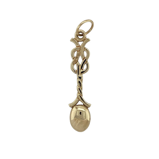 Bring traditional charm and meaningful symbolism to your collection with this pre-owned 9ct yellow gold Celtic lovespoon pendant—an iconic design rooted in heritage and sentiment.

Design: This classic lovespoon pendant features traditional Celtic detailing, symbolising love, unity, and good fortune. Its slender, decorative form makes it a timeless and expressive piece with cultural significance.