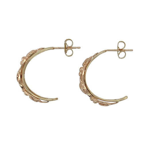 Bring symbolic beauty and timeless Welsh heritage to your jewellery collection with these pre-owned 9ct yellow and rose gold Clogau Tree of Life half hoop stud earrings, combining meaningful design with elegant everyday wear.

Design: The earrings feature a classic half hoop stud style adorned with the iconic Tree of Life motif, symbolising growth, strength, and harmony, with subtle rose gold detailing for added depth and contrast.