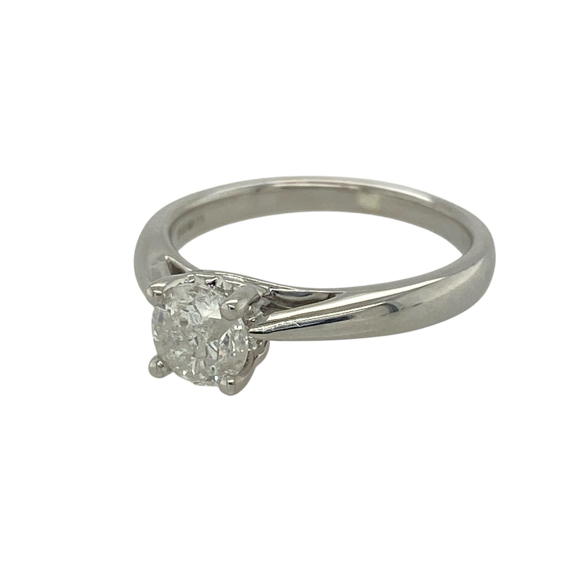 Bring striking sparkle and classic elegance to your jewellery collection with this pre-owned 9ct white gold & diamond set solitaire ring, designed to showcase a beautifully sized central stone.

Design: The ring features a single brilliant-cut diamond as the focal point, presented in a timeless solitaire style that allows the stone’s presence and character to stand out.
Material: Made from 9-carat white gold, the bright polished finish complements the diamond and gives the ring a clean, contemporary look.