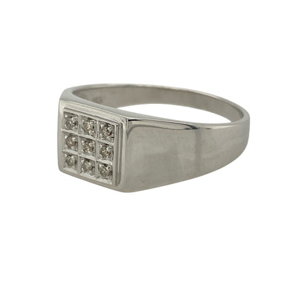 Bring bold style and refined sparkle to your jewellery collection with this pre-owned 9ct white gold & diamond set square signet ring, combining classic form with modern brilliance.

Design: The ring features a traditional square signet style, elevated with diamond detailing for a striking and contemporary look.
Material: Made from 9-carat white gold, the bright polished finish enhances the clean lines of the signet design and the sparkle of the diamonds.