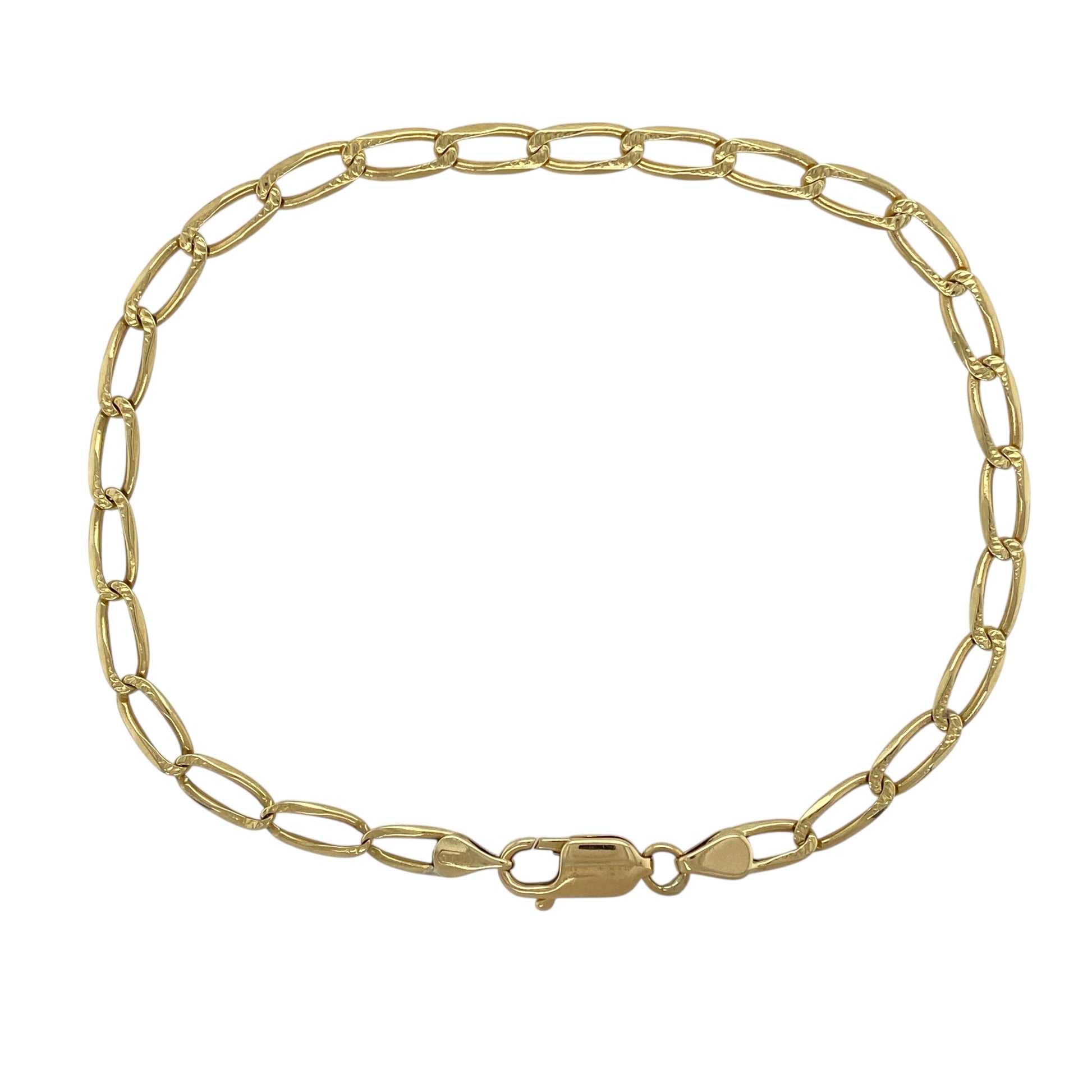 18ct Gold 9.25" Patterned Open Curb Bracelet