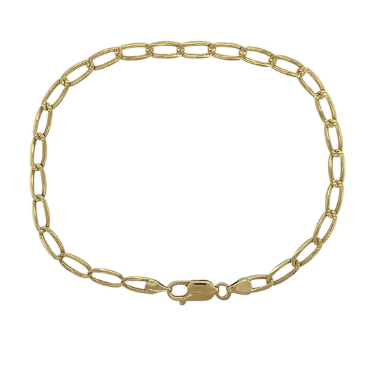 18ct Gold 9.25" Patterned Open Curb Bracelet