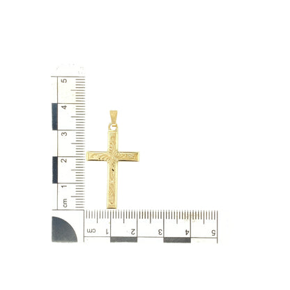 9ct Solid Gold Patterned Cross Pendant