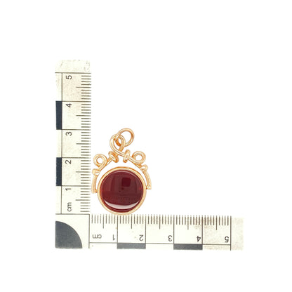 9ct Gold Bloodstone & Carnelian Set Fob Pendant