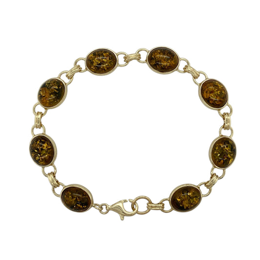 9ct Gold & Amber 7" Bracelet