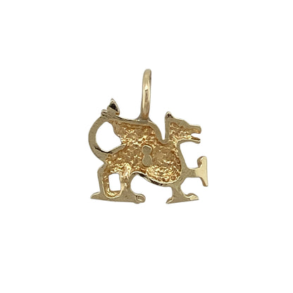 Bring bold Welsh symbolism and timeless style to your jewellery collection with this pre-owned 9ct yellow gold Welsh dragon pendant, a striking emblem of heritage and strength.

Design: The pendant features the iconic Welsh dragon motif, symbolising power, protection, and national pride, presented in a detailed and recognisable form.
Material: Made from 9-carat yellow gold, the warm polished finish enhances the detailing and gives the pendant a rich golden glow.