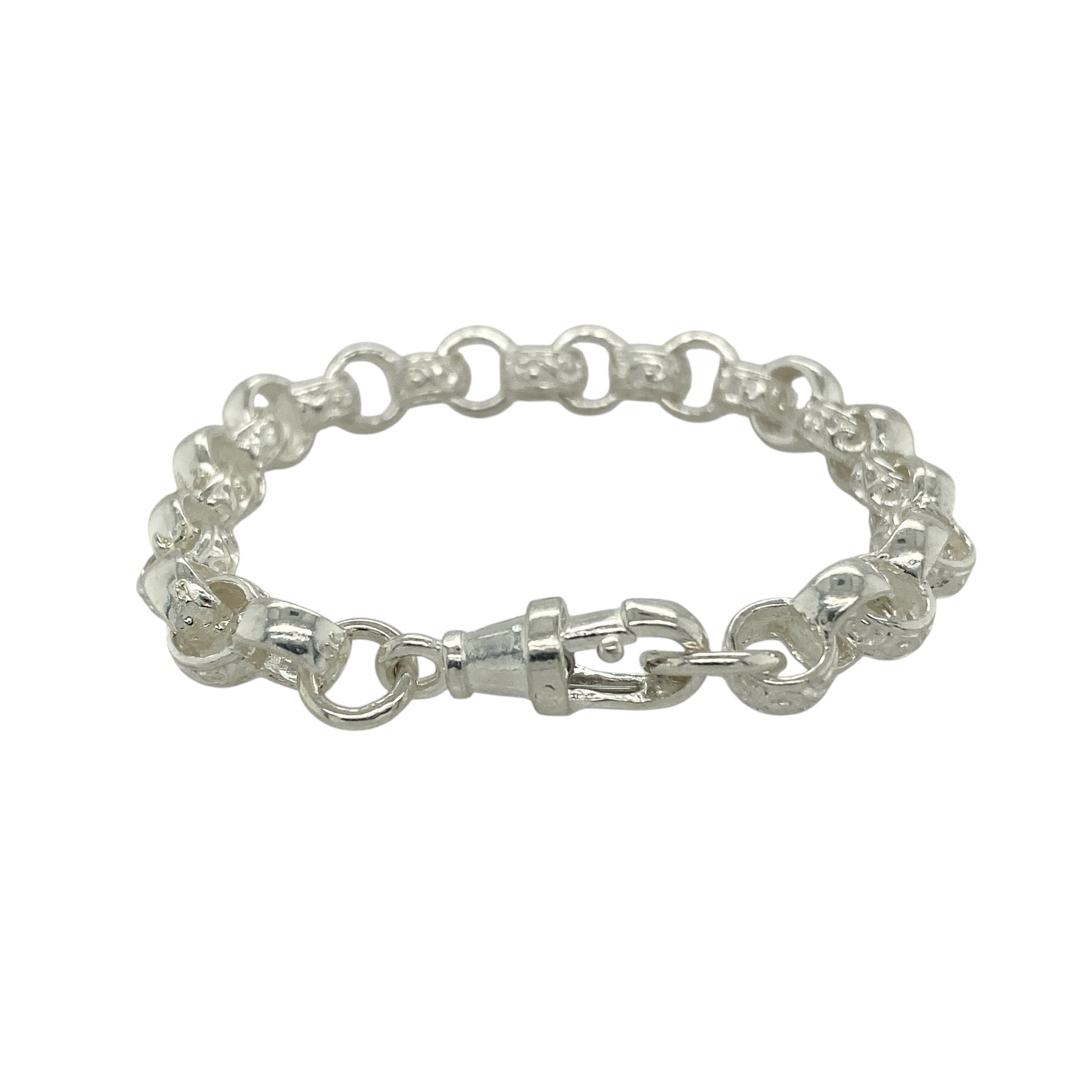 Bring charming style and quality craftsmanship to a young jewellery collection with this new 925 silver patterned belcher children’s bracelet, offering a durable and eye-catching design.

Design: The bracelet features a classic belcher link pattern with decorative detailing, creating a stylish yet playful look suitable for children.
Material: Made from solid 925 sterling silver, the polished finish provides bright shine and lasting durability.