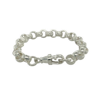 Bring charming style and quality craftsmanship to a young jewellery collection with this new 925 silver patterned belcher children’s bracelet, offering a durable and eye-catching design.

Design: The bracelet features a classic belcher link pattern with decorative detailing, creating a stylish yet playful look suitable for children.
Material: Made from solid 925 sterling silver, the polished finish provides bright shine and lasting durability.