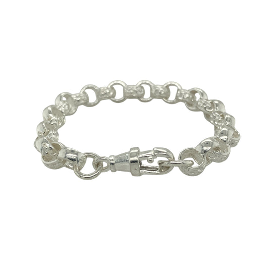 Bring charming style and quality craftsmanship to a young jewellery collection with this new 925 silver patterned belcher children’s bracelet, offering a durable and eye-catching design.

Design: The bracelet features a classic belcher link pattern with decorative detailing, creating a stylish yet playful look suitable for children.
Material: Made from solid 925 sterling silver, the polished finish provides bright shine and lasting durability.