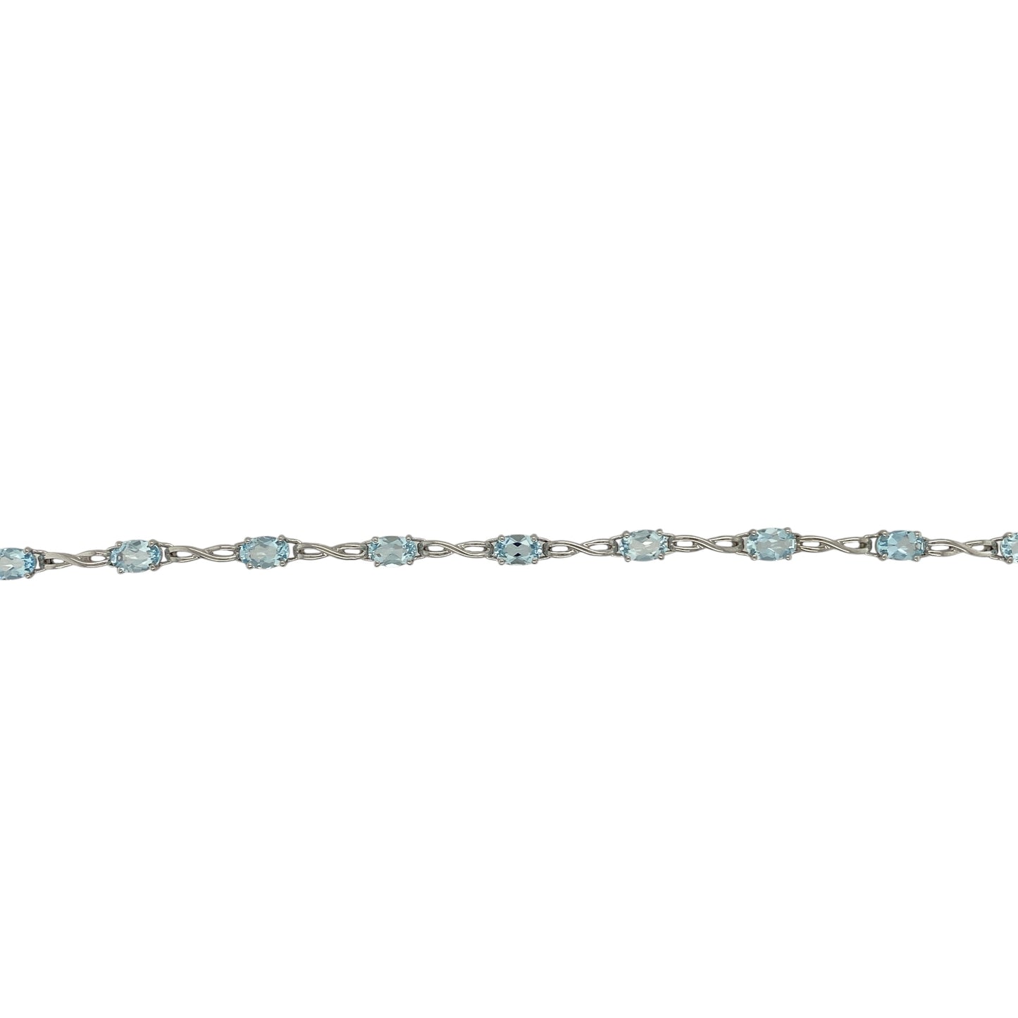 9ct White Gold & Blue Topaz Set 7.5" Bracelet