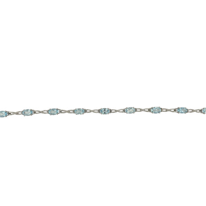 9ct White Gold & Blue Topaz Set 7.5" Bracelet